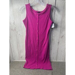 Art Class Girls Sleeveless Fuchsia Pink Ribbed Button Front Dress XL (14/16)